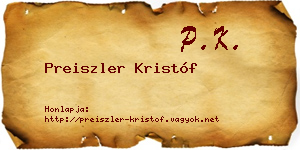 Preiszler Kristóf névjegykártya